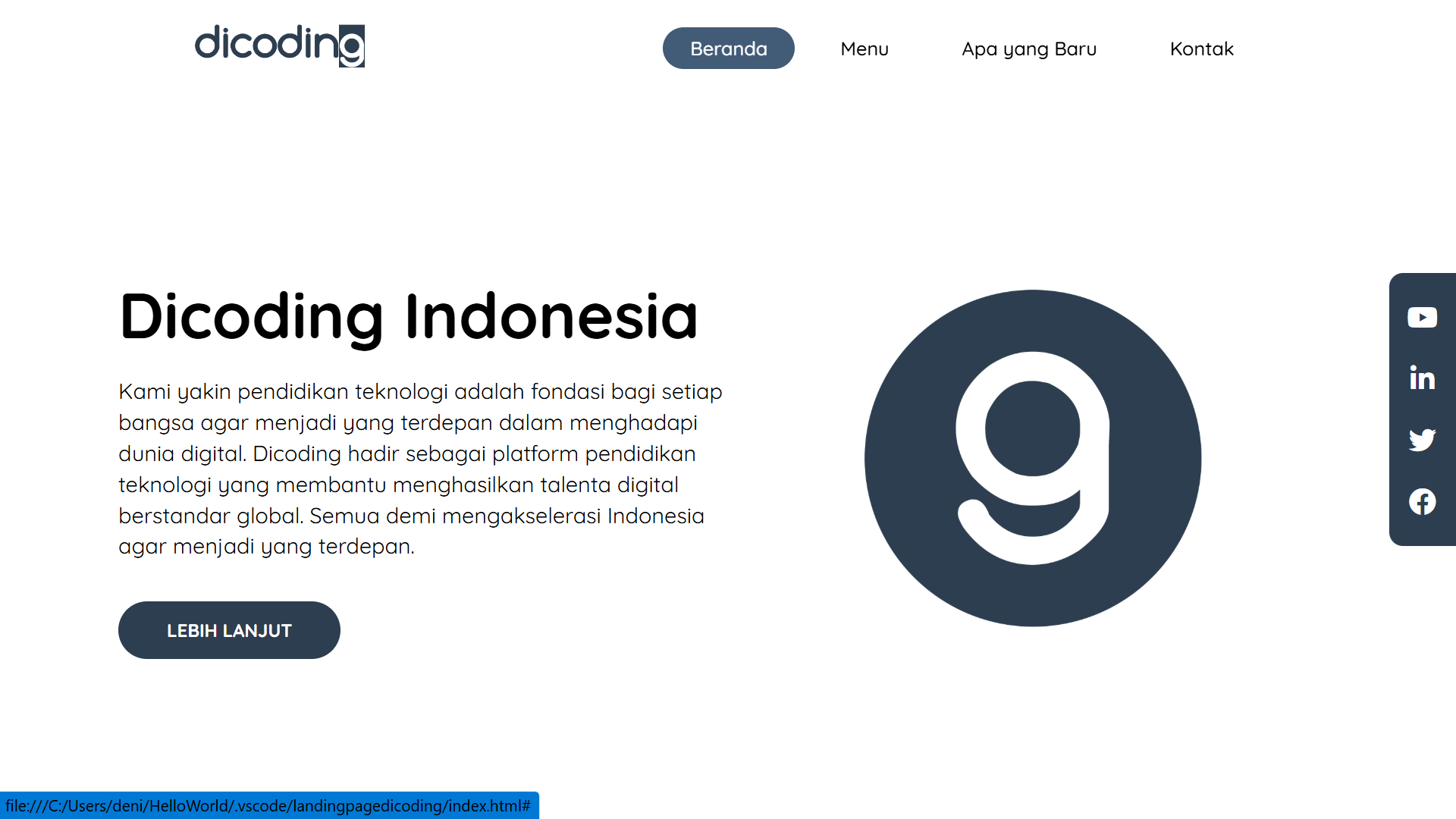 Landing page project preview